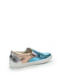 Женские разноцветные кожаные слипоны от Jil Sander Navy