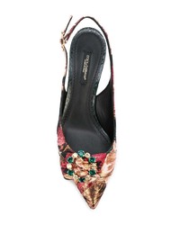 Разноцветные кожаные туфли с цветочным принтом от Dolce & Gabbana