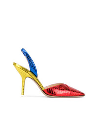 Разноцветные кожаные туфли со змеиным рисунком от ATTICO