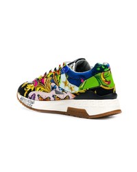 Мужские разноцветные низкие кеды из плотной ткани от Versace