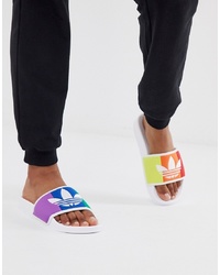 Разноцветные резиновые сандалии на плоской подошве от adidas Originals
