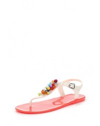 Разноцветные резиновые сандалии на плоской подошве от Mon Ami