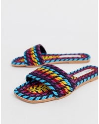 Разноцветные сандалии на плоской подошве из плотной ткани с принтом от ASOS DESIGN