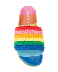 Разноцветные сандалии на плоской подошве крючком от Mira Mikati
