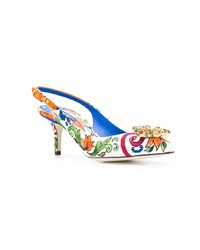 Разноцветные туфли из плотной ткани с цветочным принтом от Dolce & Gabbana
