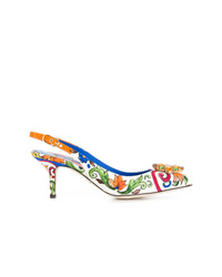 Разноцветные туфли из плотной ткани с цветочным принтом от Dolce & Gabbana