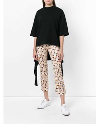 Разноцветные узкие брюки с принтом от Meme