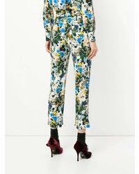 Разноцветные узкие брюки с цветочным принтом от Erdem