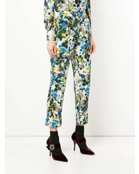 Разноцветные узкие брюки с цветочным принтом от Erdem