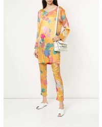 Разноцветные узкие брюки с цветочным принтом от Stine Goya