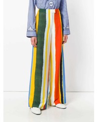 Разноцветные широкие брюки в вертикальную полоску от Tory Burch