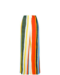 Разноцветные широкие брюки в вертикальную полоску от Tory Burch