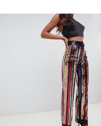 Разноцветные широкие брюки с пайетками в вертикальную полоску от Starlet