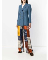 Разноцветные широкие брюки с принтом от Tory Burch