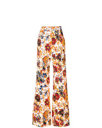 Разноцветные широкие брюки с цветочным принтом от MSGM