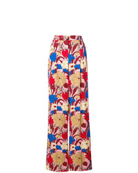 Разноцветные широкие брюки с цветочным принтом от Vivetta