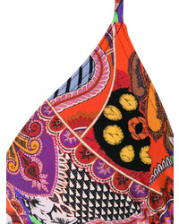 Разноцветный бикини-топ с цветочным принтом от Etro