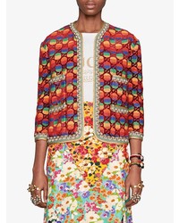 Женский разноцветный бомбер с вышивкой от Gucci