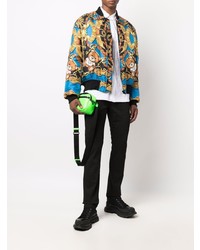 Мужской разноцветный бомбер с принтом от Moschino