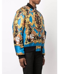 Мужской разноцветный бомбер с принтом от Moschino