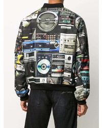 Мужской разноцветный бомбер с принтом от Moschino