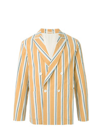 Разноцветный двубортный пиджак в вертикальную полоску