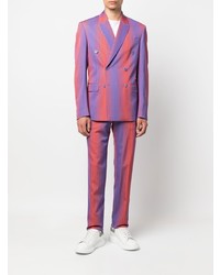 Мужской разноцветный двубортный пиджак в вертикальную полоску от Moschino