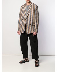 Мужской разноцветный двубортный пиджак в вертикальную полоску от Lemaire