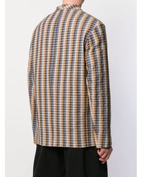 Мужской разноцветный двубортный пиджак в вертикальную полоску от Lemaire