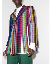 Мужской разноцветный двубортный пиджак в клетку от Kenneth Ize