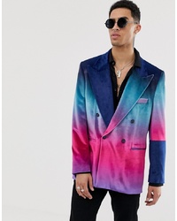 Мужской разноцветный двубортный пиджак от ASOS DESIGN