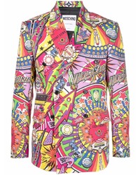 Мужской разноцветный двубортный пиджак от Moschino