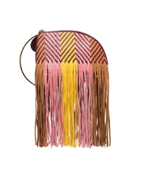 Разноцветный клатч из плотной ткани с украшением от Roksanda