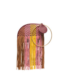 Разноцветный клатч из плотной ткани с украшением от Roksanda