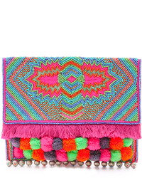 Разноцветный клатч из плотной ткани с украшением