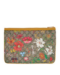 Разноцветный клатч из плотной ткани с цветочным принтом от Gucci
