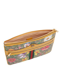 Разноцветный клатч из плотной ткани с цветочным принтом от Gucci