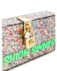 Разноцветный клатч с пайетками с украшением от Dolce & Gabbana