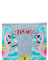 Разноцветный кожаный клатч с принтом от Furla