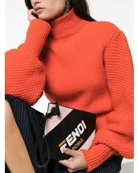 Разноцветный кожаный клатч с принтом от Fendi