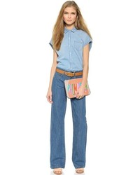 Разноцветный кожаный клатч с принтом от Jonathan Adler