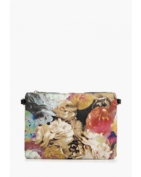 Разноцветный кожаный клатч с цветочным принтом от Pola
