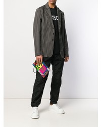 Мужской разноцветный кожаный мужской клатч с принтом от Versace