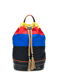 Мужской разноцветный кожаный рюкзак в горизонтальную полоску от JW Anderson