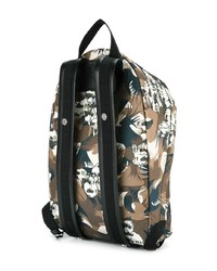 Мужской разноцветный кожаный рюкзак с камуфляжным принтом от Etro