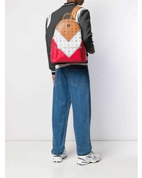 Мужской разноцветный кожаный рюкзак с принтом от MCM