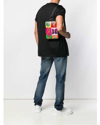 Мужской разноцветный кожаный рюкзак с принтом от Versace