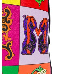 Мужской разноцветный кожаный рюкзак с принтом от Versace