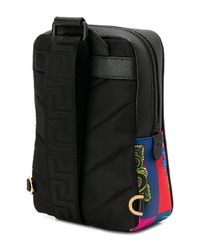 Мужской разноцветный кожаный рюкзак с принтом от Versace