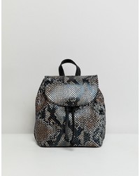 Разноцветный кожаный рюкзак со змеиным рисунком